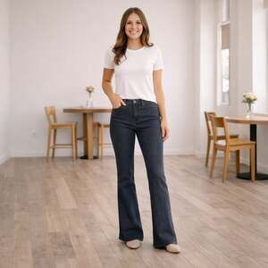 Madewell Roadtripper Skinny Flare Jeans Black Bellhaven Slit Hem 25